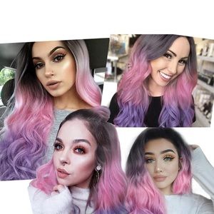 Long Ombre Rainbow Wavy Wig